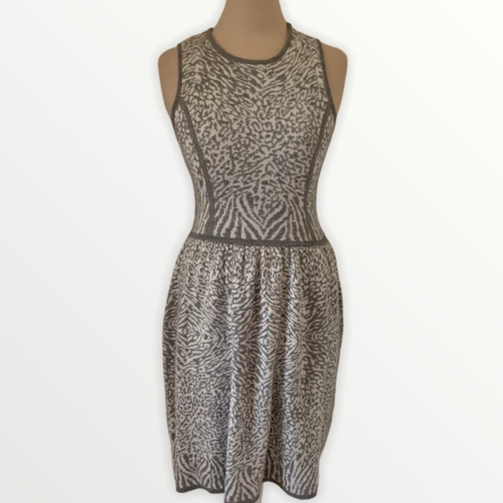 Kenzie Gray and‎ silver fit and flare sleeveless dress size 2